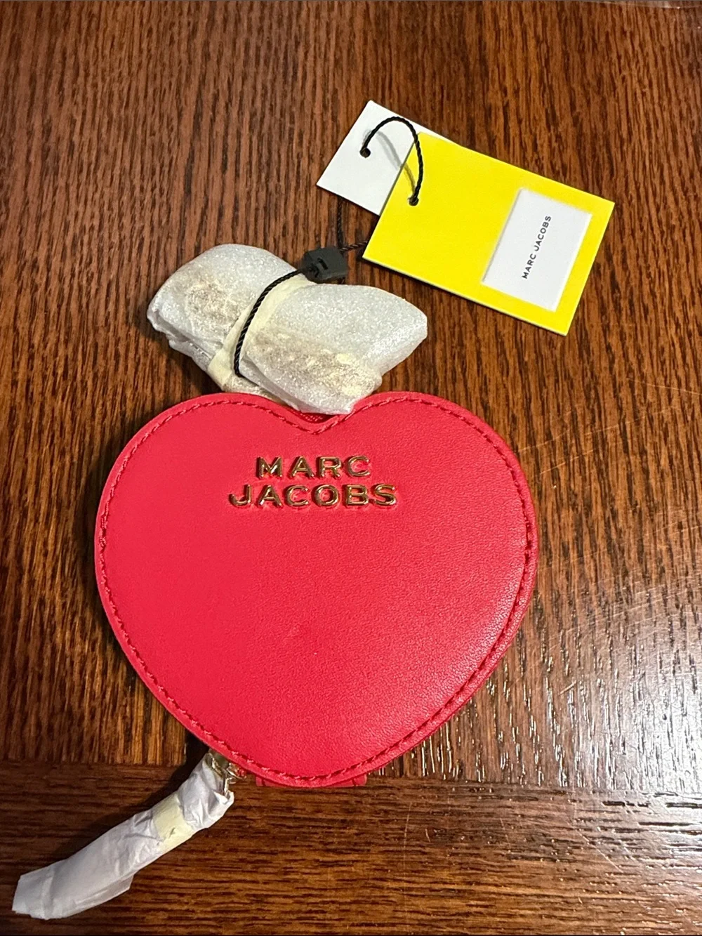 Marc Jacobs Red Heart Keyring Coin Pouch with Gold Hardware